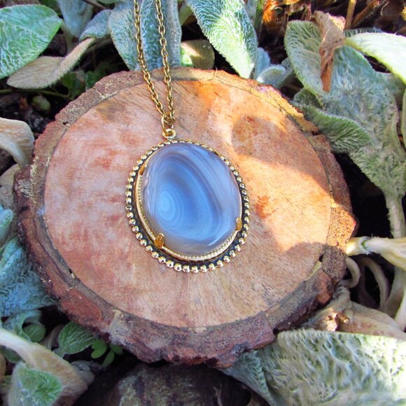 Vintage Natural Stone Brazilian Agate Necklace - Picture 5 of 5